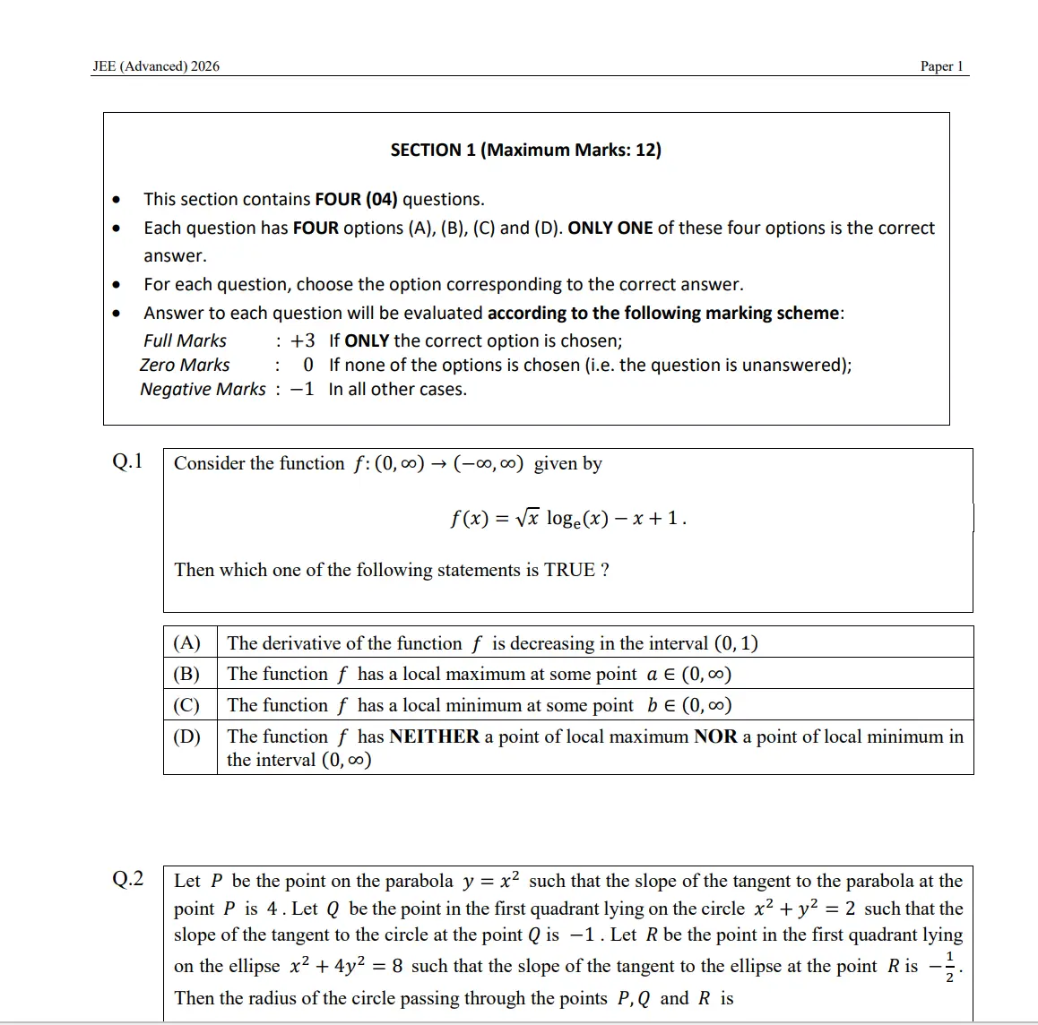 JEE Advanced : Dates (Out), Admit Card, Registration, Eligibility, Syllabus, Result 1 JEE Advanced 2026 Question Papers
