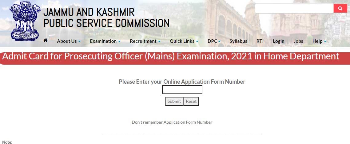 JKPSC PO Main exam admit cards
