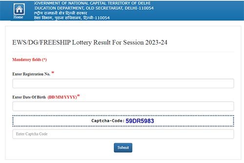 EWS Result For Session 2024-25 (Link Out) Delhi EWS/DG/FREESHIP 1st, 2nd Admission List PDF at edudel.nic.in