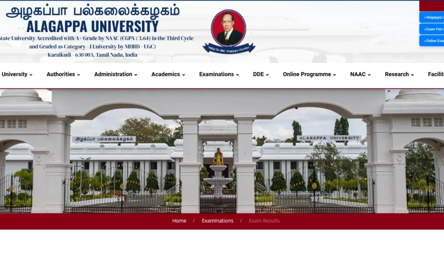 Alagappa University Result 2025 (Declared) on alagappauniversity.ac.in