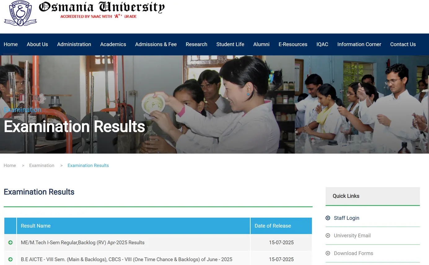 Osmania University Results