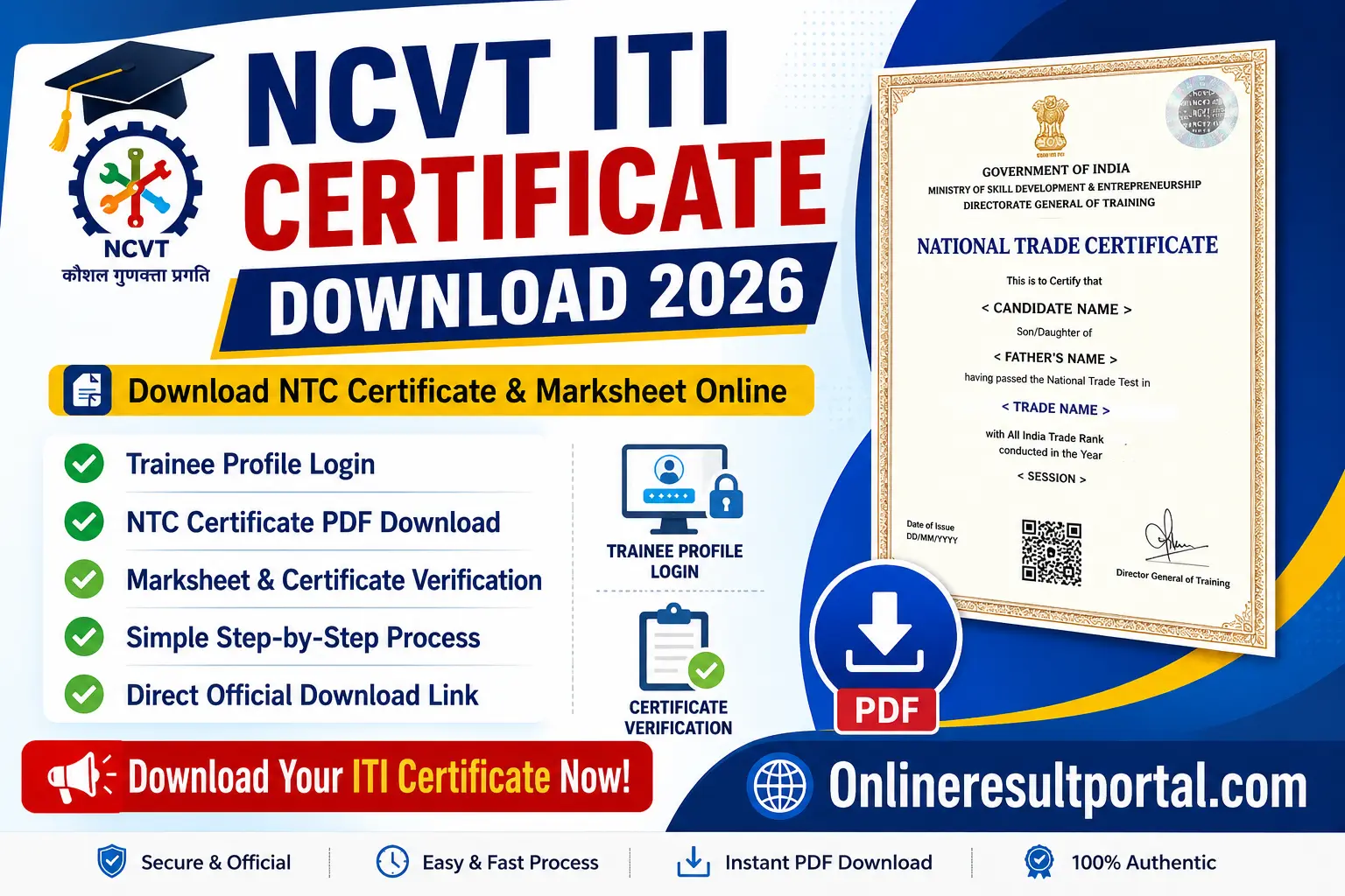 NCVT ITI Certificate Download 2026 – Download NTC Certificate & Marksheet Online 1 Download NTC Certificate Marksheet Online