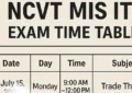NCVT MIS ITI Exam Time Table