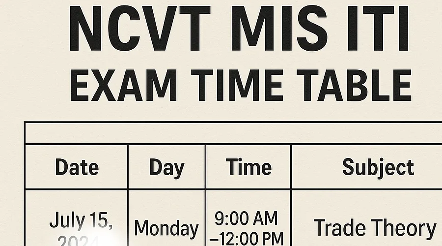 NCVT MIS ITI Exam Time Table